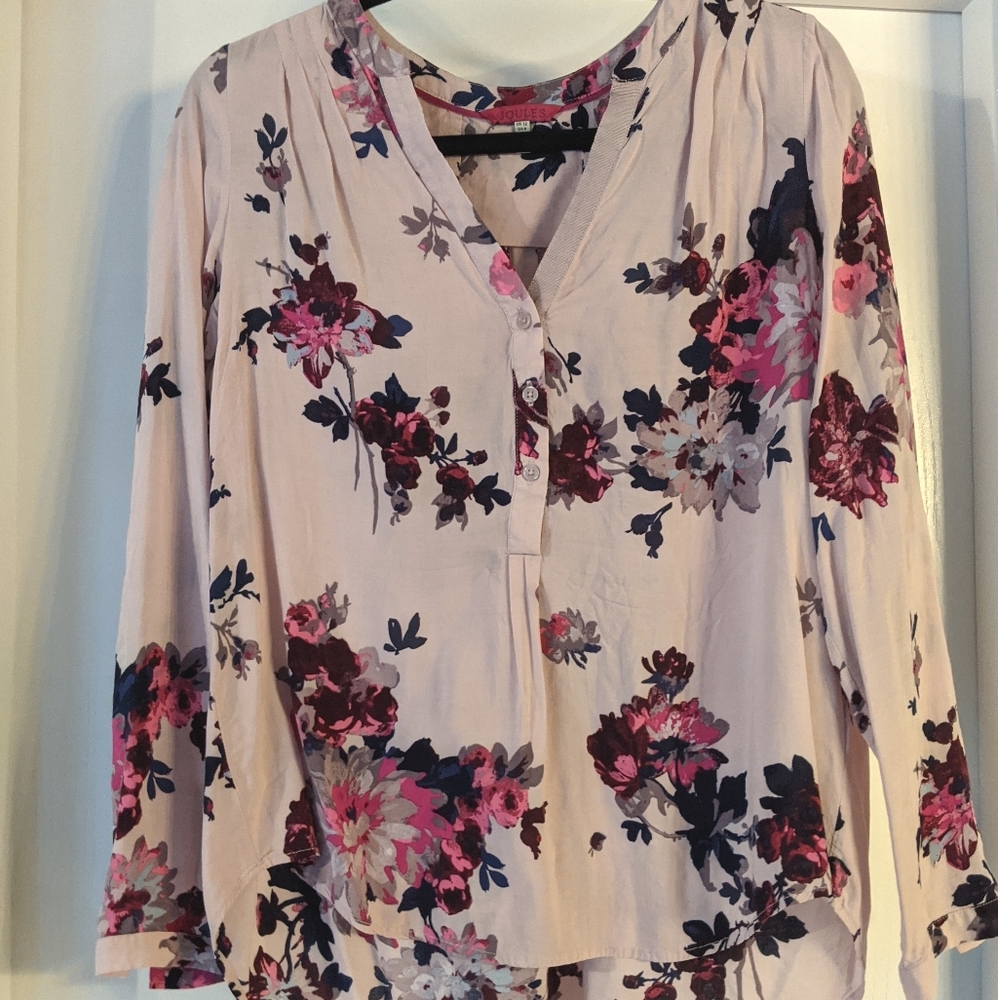 Joules Pink Floral 3/4 Sleeve Blouse US 8 UK 12